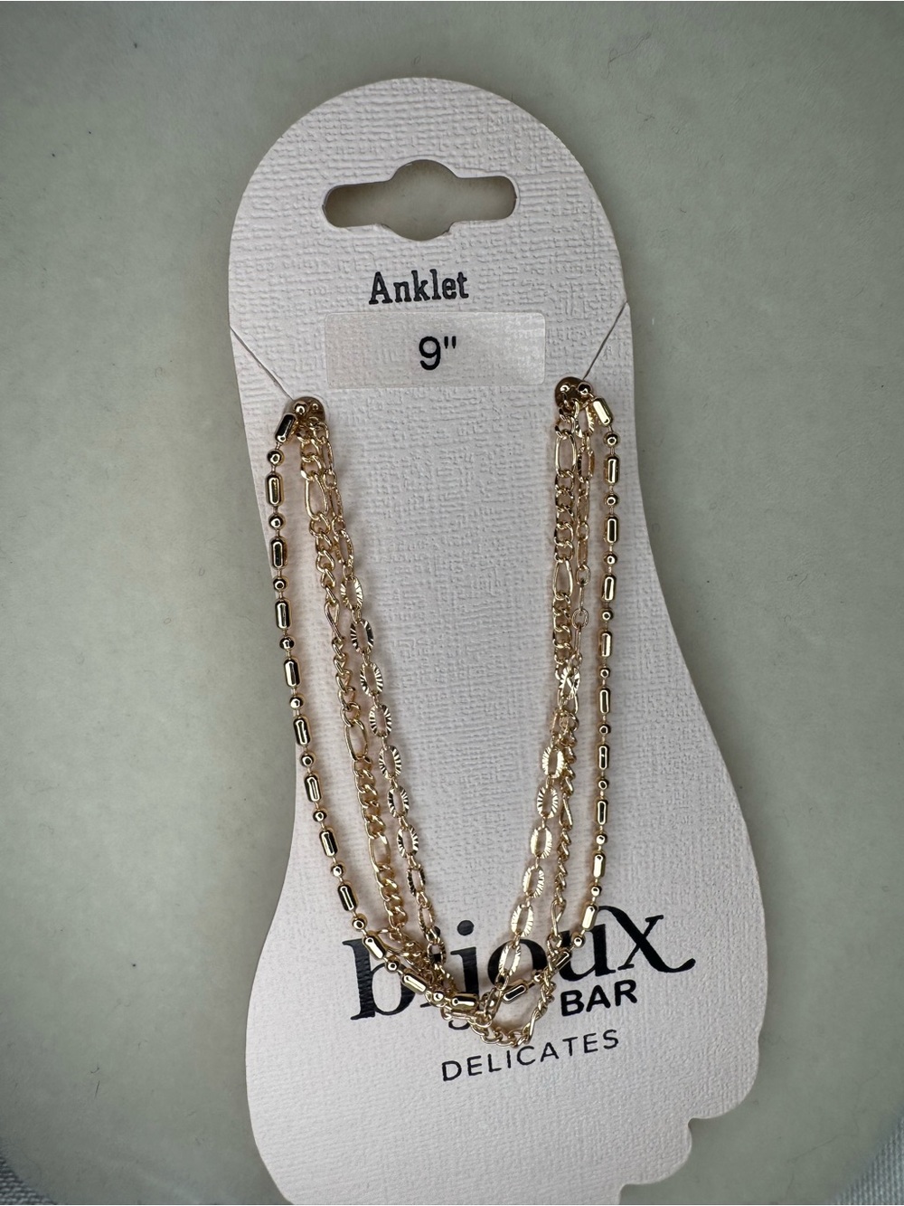 NWT Bijoux Bar Delicates Gold Layered Anklet - 9"